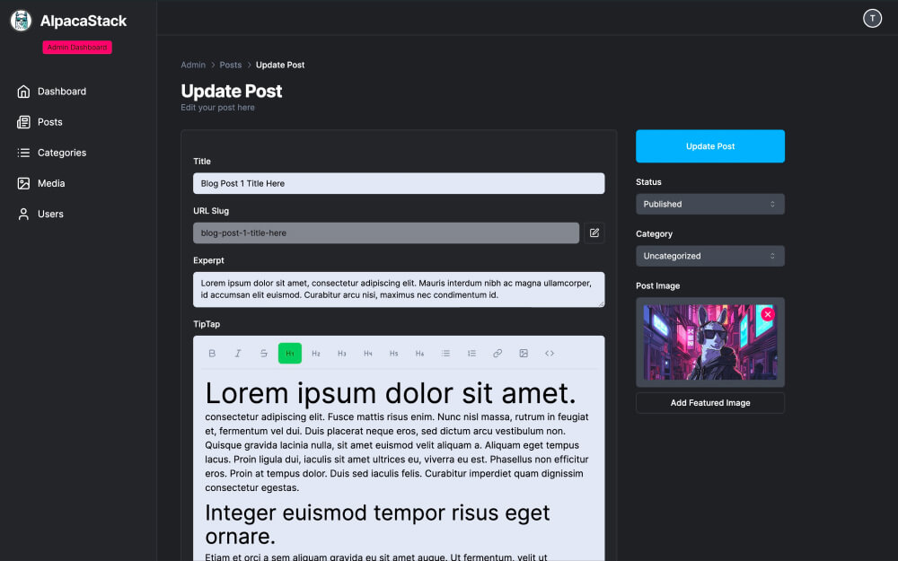 Admin Post Details Page