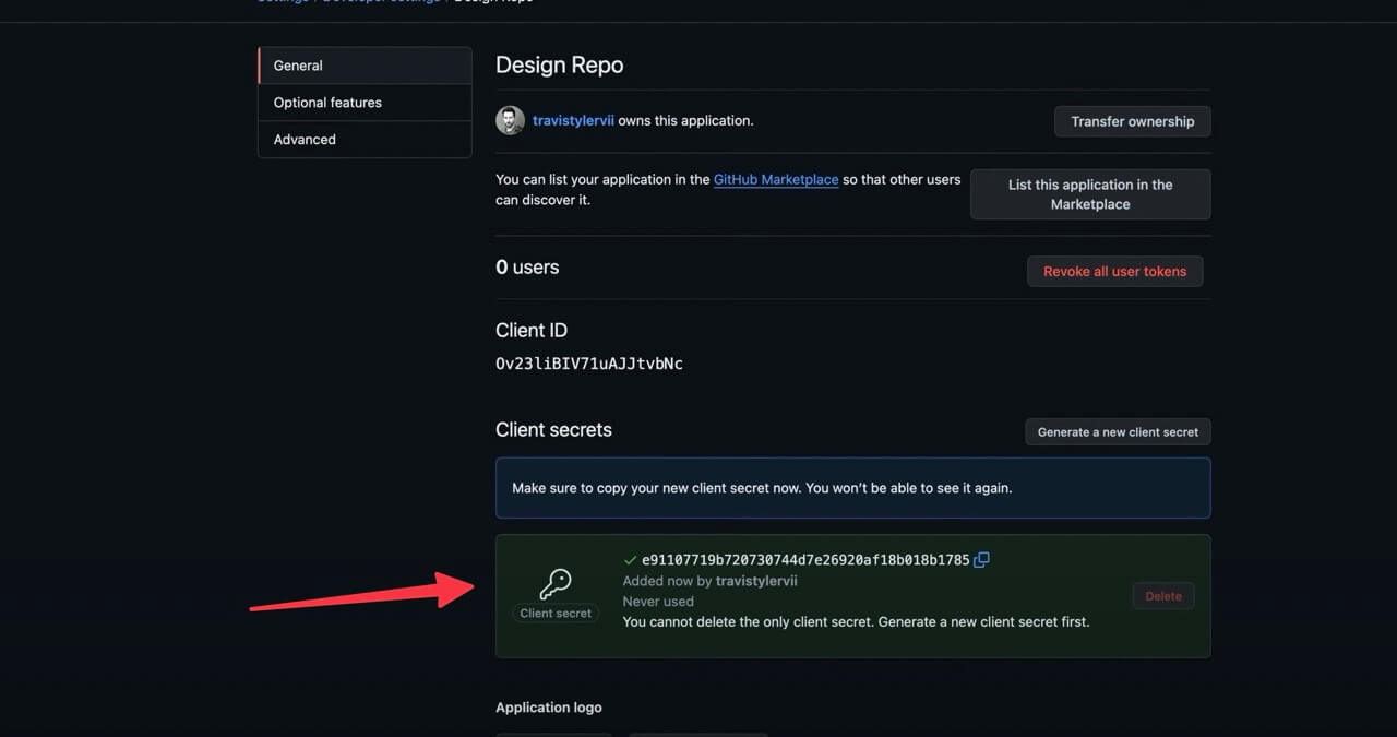 Github client secret