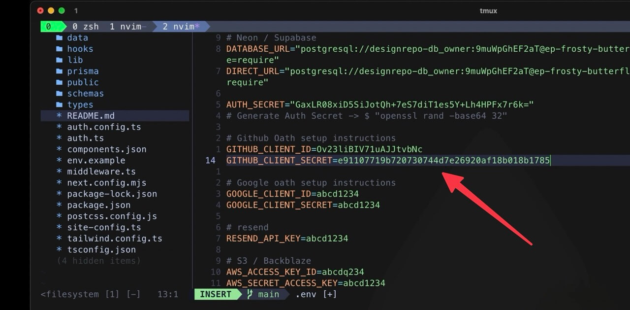 Github client secret env